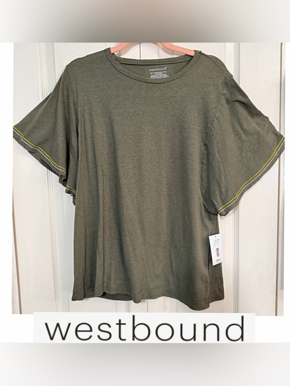 NWT Westbound Dusty Olive Short Sleeve Tee with Contrast Trim